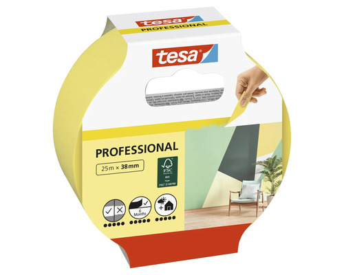 Tesa Professional afdektape, 25 meter maal 38 millimeter