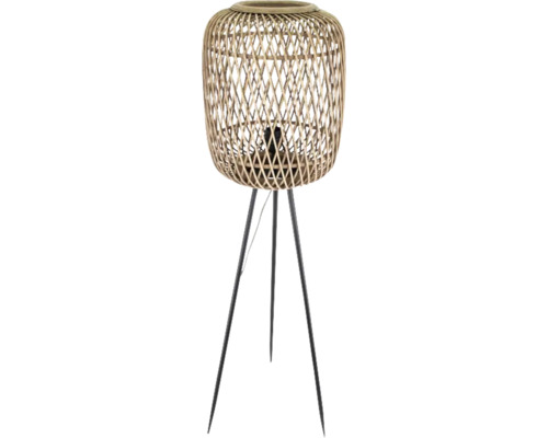 Vloerlamp met scherm van rotan en metalen frame