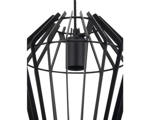 Zwarte hanglamp met kooischerm voor binnenshuis