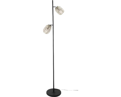 Staande lamp met twee lampenkappen en ronde voet