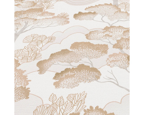 Behang met boom- en heuvelmotief