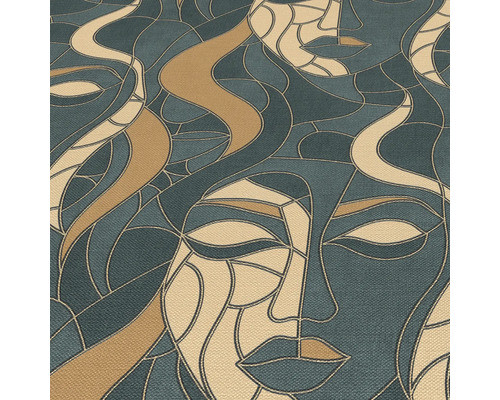 Behang met abstract vrouwengezicht patroon