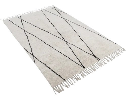 Tapijt met franjes en geometrisch patroon