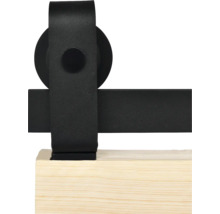 Detailopname van een schuifdeur beslag op een houten deur