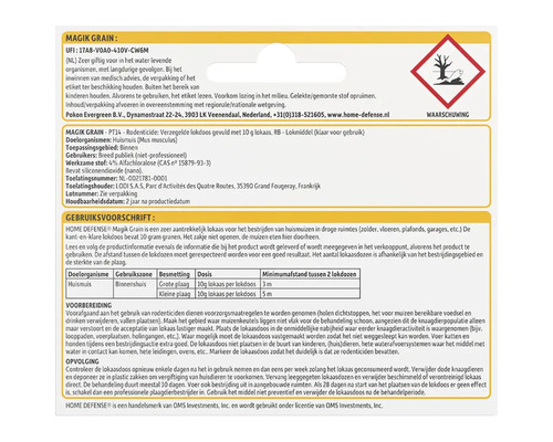 Informatie over Magik Grain ongediertebestrijdingsmiddel voor huismuizen