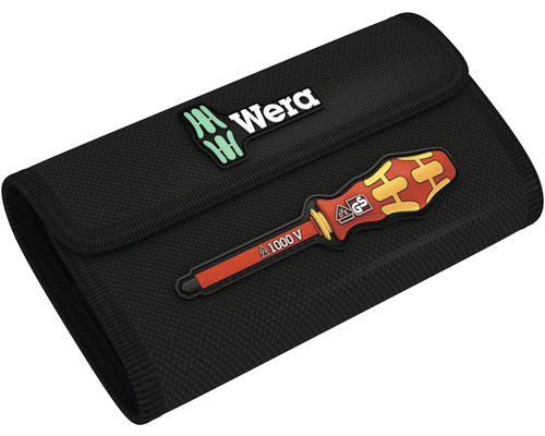 Zwarte gereedschapstas met Wera logo en schroevendraaiersymbool