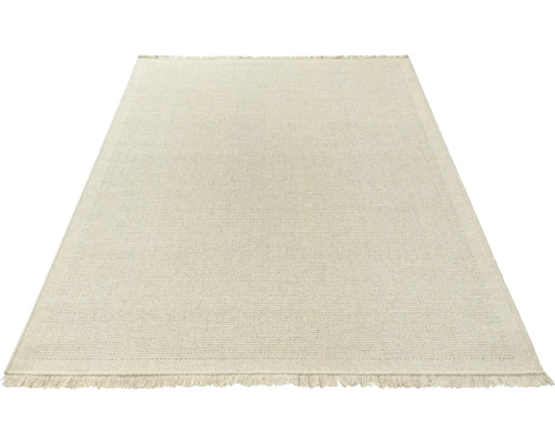 Beige vloerkleed met franjes