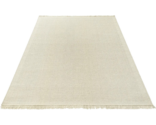 Beige vloerkleed met franjes