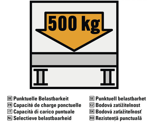 Symbool voor selectieve belastbaarheid met 500 kilogram