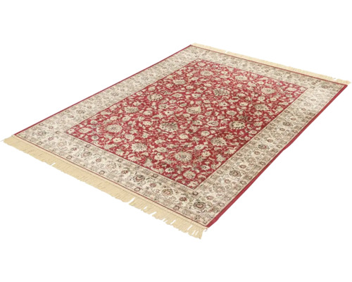 Rechthoekig tapijt met bloemmotief en franjes