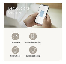 Eenvoudige bediening van rolgordijnen met de hand, afstandsbediening, smartphone of spraak