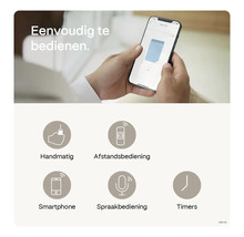 Eenvoudige bediening met smartphone, afstandsbediening, spraak, timer of handmatig