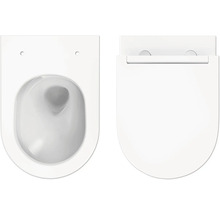 Hangend closet met diepspoeling en toiletzitting van bovenaf