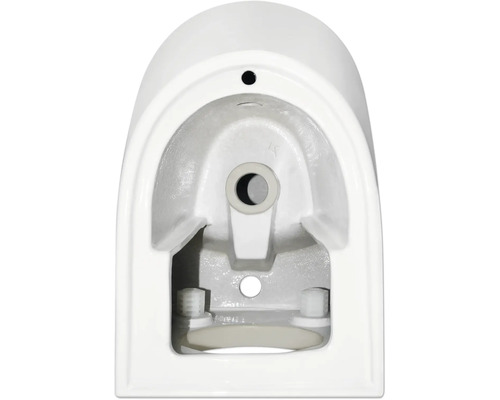 Detailopname van een wandhangend toilet van keramiek