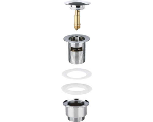 Wastafelafvoergarnituur met ventielstop en afdichtingen