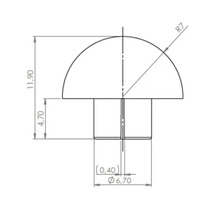 Technische tekening van een meubelknop met maatvoering