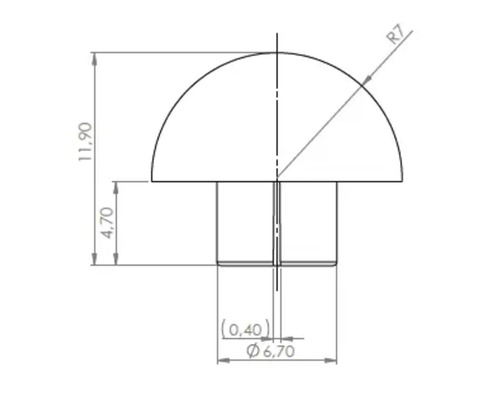 Technische tekening van een meubelknop met maatvoering