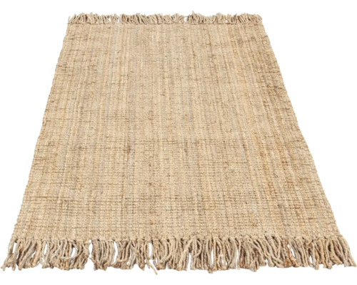 Rechthoekig vloerkleed van jute met franjes