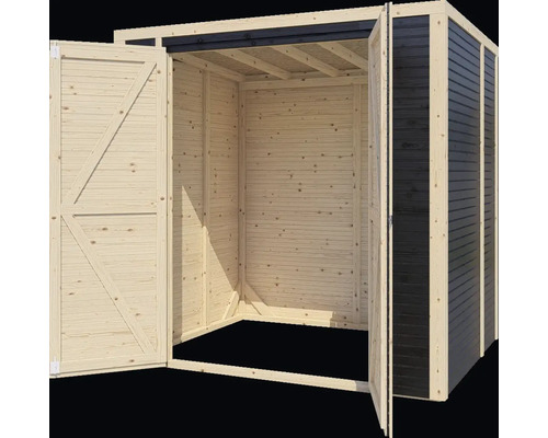 Open houten tuinhuis met openslaande deuren