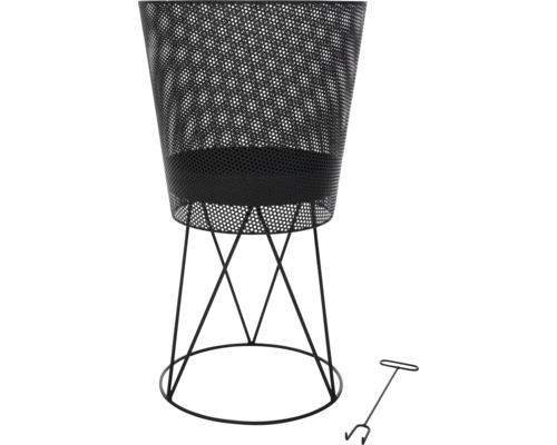 Metalen vuurkorf met standaard en pook