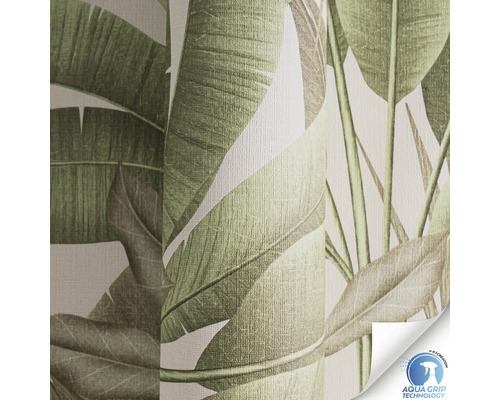 Behangrol met bladerenmotief en Aqua Grip Technology symbool
