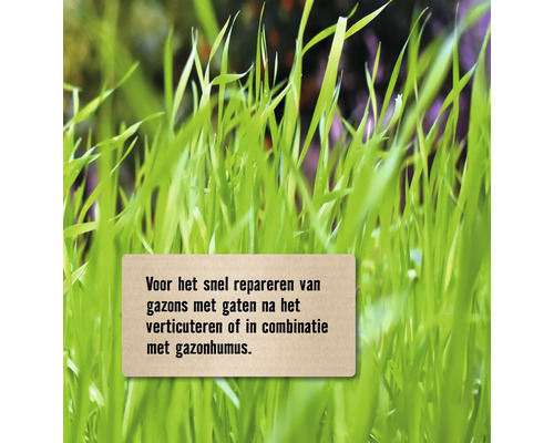 Close-up van gazon met tekstuele aanwijzing voor het repareren van gazons