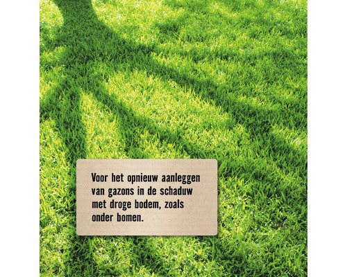 Groen oppervlak met een bord voor het opnieuw aanleggen van gazons in de schaduw met droge grond