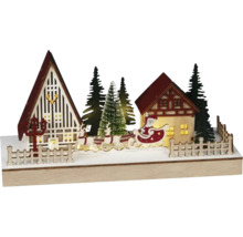 Kerstdecoratie met Santa Claus, rendieren, huizen en bomen