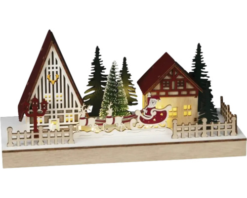 Kerstdecoratie met Santa Claus, rendieren, huizen en bomen