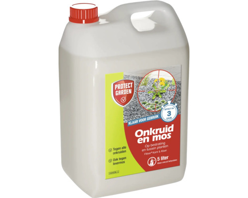 Jerrycan met onkruid- en mosverwijderaar, klaar voor gebruik, vijf liter