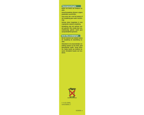 Instructies voor voorzorgsmaatregelen, eerste hulp en verwijdering