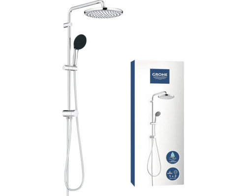 Grohe douchesysteem met hoofd- en handdouche plus productverpakking