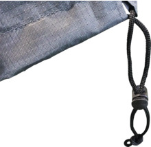 Detail van een textielhoes met trekkoord