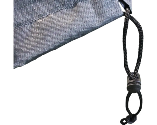 Detail van een textielhoes met trekkoord