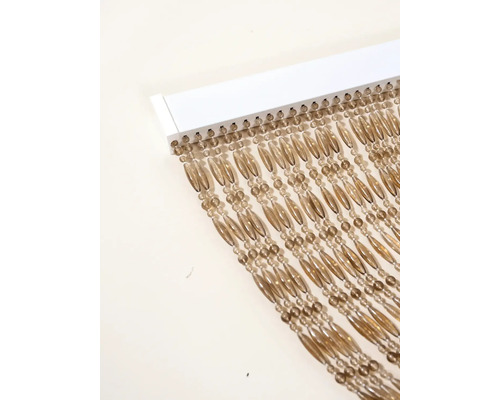 Gordijn met houten kralen en montagerail
