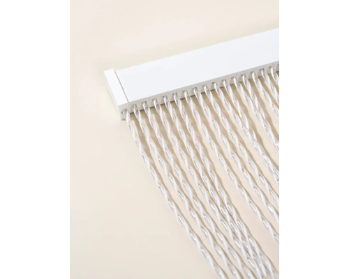 Decoratief draadgordijn met witte ophangrail
