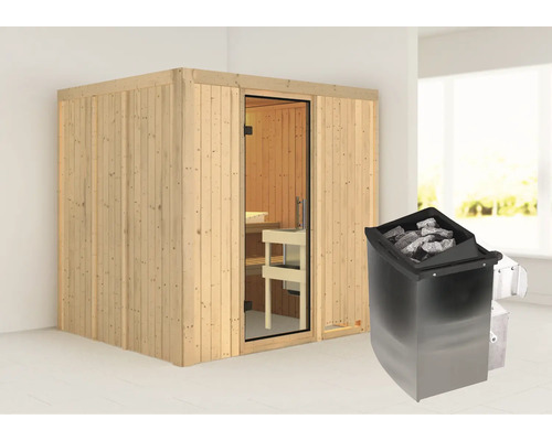 Houten sauna met saunakachel