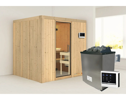 Sauna met kachel en bediening