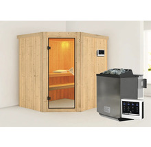Houten sauna met saunakachel en bediening