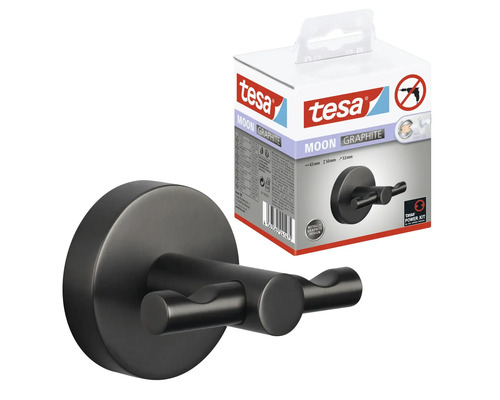Tesa Moon grafiet dubbele haak met verpakking
