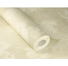 Rol beige vliesbehang met bloemmotief