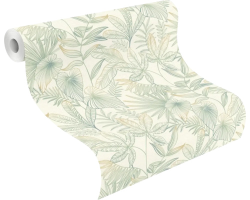 Behangrol met tropisch bladerpatroon
