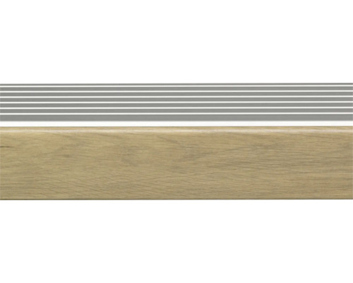 Profieltrap met eikenhoutdecor en aluminium rand