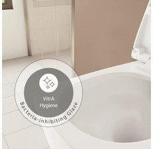 Symbool voor antibacteriële glazuur op een toilet