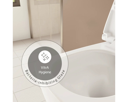 Symbool voor antibacteriële glazuur op een toilet