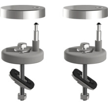 Twee wc-brilbevestigingen met schroeven en afdekdoppen