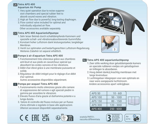 Tetra APS 400 aquariumluchtpomp