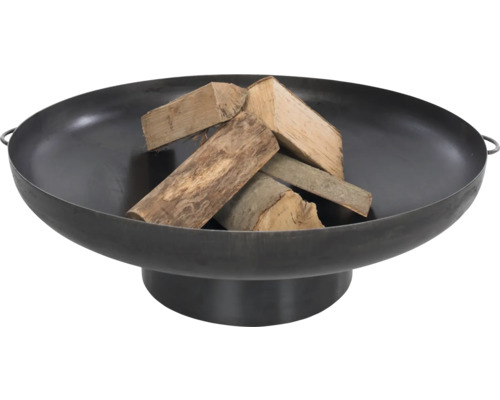 Vuurschaal van staal met hout