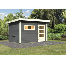 Houten tuinhuis met raam en deur
