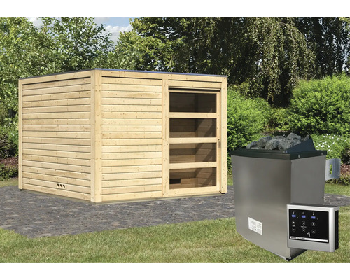 Houten sauna met saunakachel voor de tuin